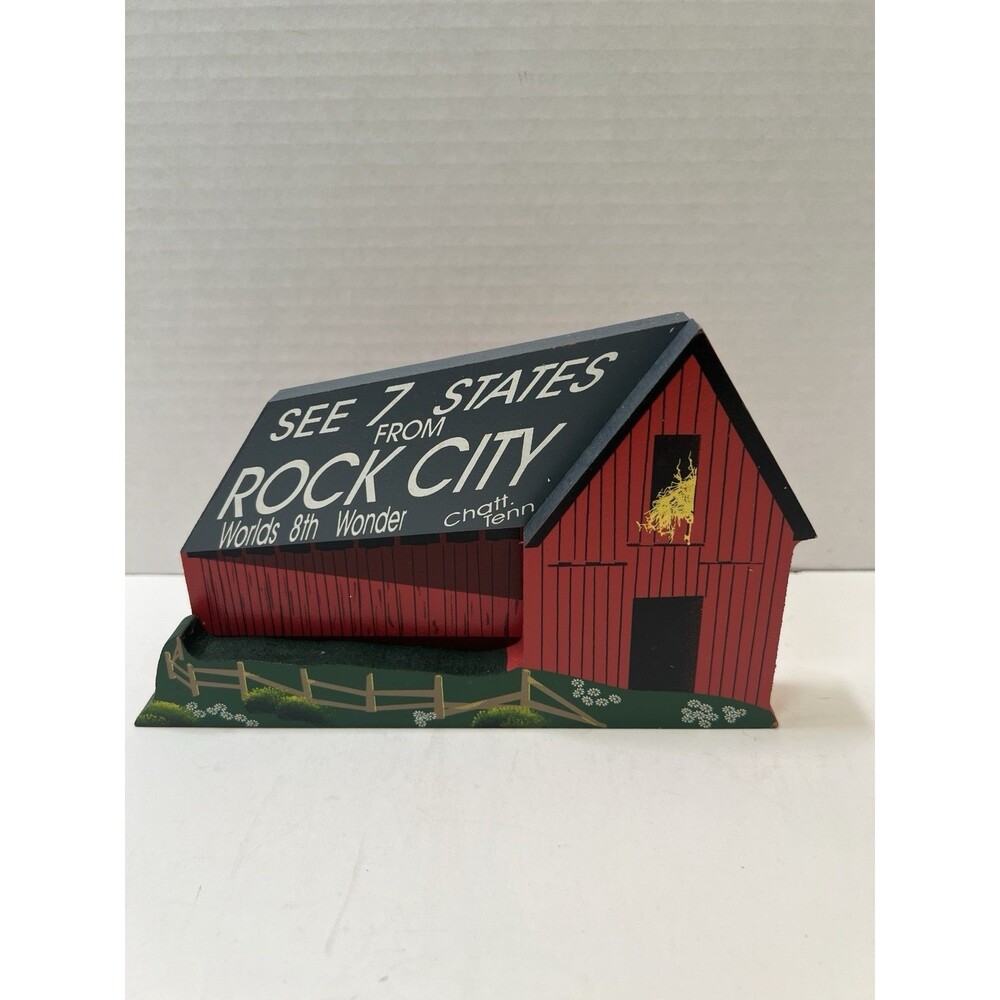 Shelia’s Collectibles Rock City Barn 1994 See 7 States 3D Wood Shelf Sitter